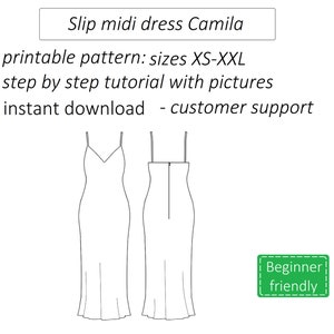 Dress pattern Camila, slip dress sewing pattern PDF, evening gown pattern, graduation formal dress pattern - instant download sizes XS - XXL image 2