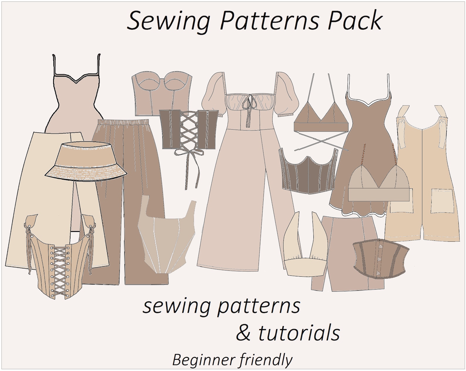 16 Patterns: Crop Top Pattern, Bustier Pattern, Milkmaid Dress Pattern ...
