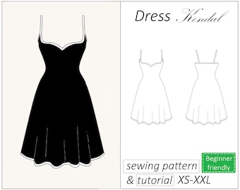 Sweetheart neckline dress pattern Kendal, bodycon dress sewing pattern PDF midi dress, prom dress pattern - instant download, sizes XS - XXL