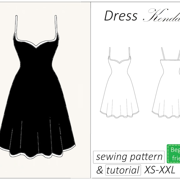 Sweetheart neckline dress pattern Kendal, bodycon dress sewing pattern PDF midi dress, prom dress pattern - instant download, sizes XS - XXL