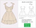Corset dress pattern Cleo, graduation prom bustier dress sewing pattern PDF, summer dress pattern for women - instant download, XS - XXXL