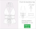 Top pattern Lailah, fron tie backless halter neck top sewing pattern, y2k open back summer bra top pattern for women - PDF download, XS-XXXL