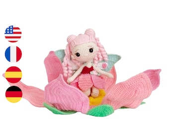 Crochet doll pattern and fairy dollhouse - Fairy set crochet patterns, amigurumi patterns PDF (English, French, Spanish, German)