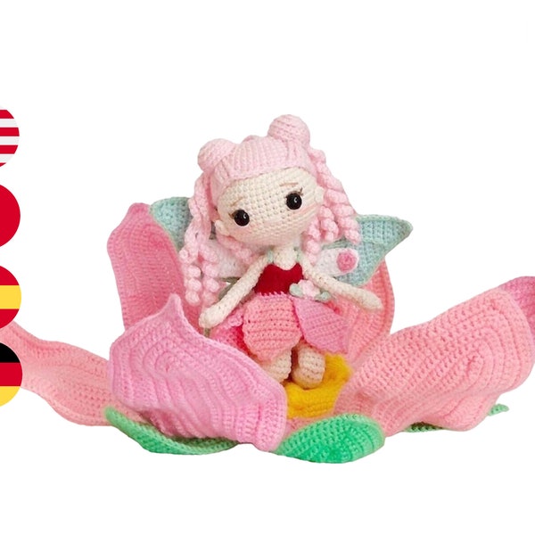 Crochet doll pattern and fairy dollhouse - Fairy set crochet patterns, amigurumi patterns PDF (English, French, Spanish, German)