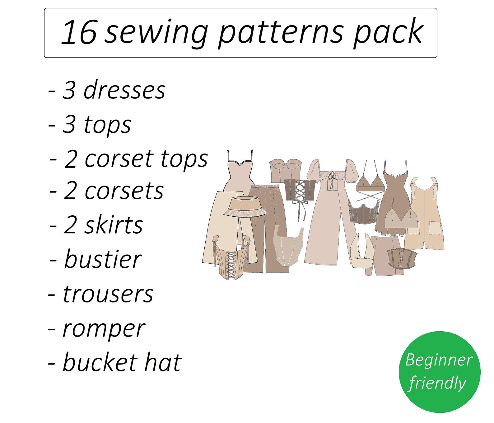 16 Patterns: Crop Top Pattern, Bustier Pattern, Milkmaid Dress Pattern ...