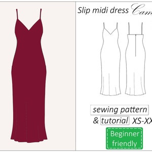 Dress pattern Camila, slip dress sewing pattern PDF, evening gown pattern, graduation formal dress pattern - instant download sizes XS - XXL