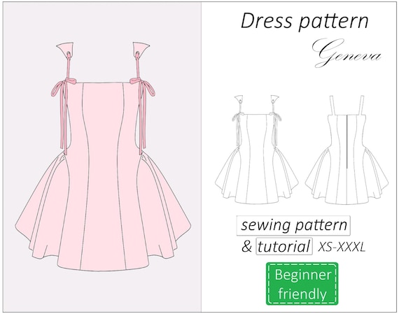 Dress Pattern Geneva, Side Gathred Skirt Graduation Prom Dress