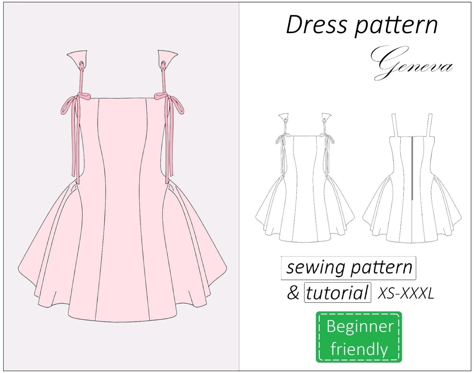 Dress Pattern Geneva, Side Gathred Skirt Graduation Prom Dress