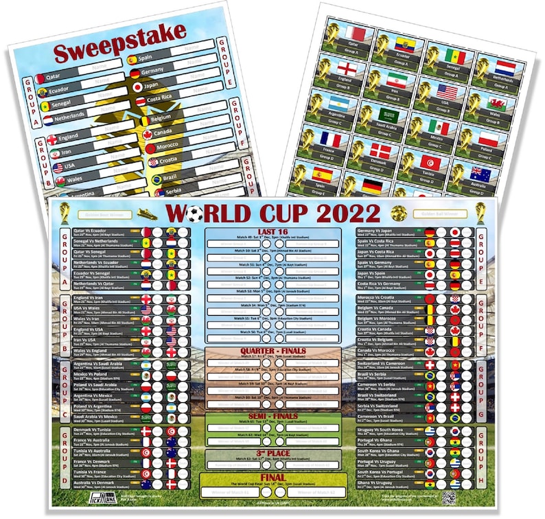 World Cup 2022 Wall Chart and Sweepstake Kit Includes Etsy