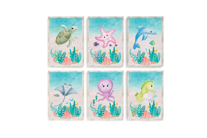 Printable Under the Sea Ocean Theme Nursery Prints Digital Etsy