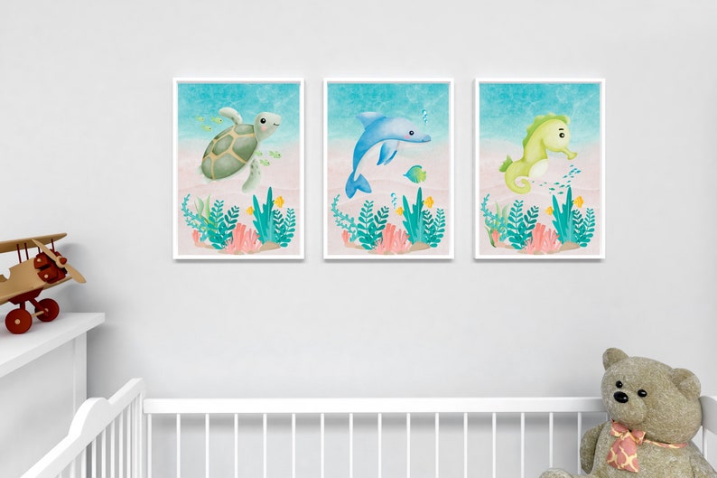 Printable Under the Sea Ocean Theme Nursery Prints Digital Etsy