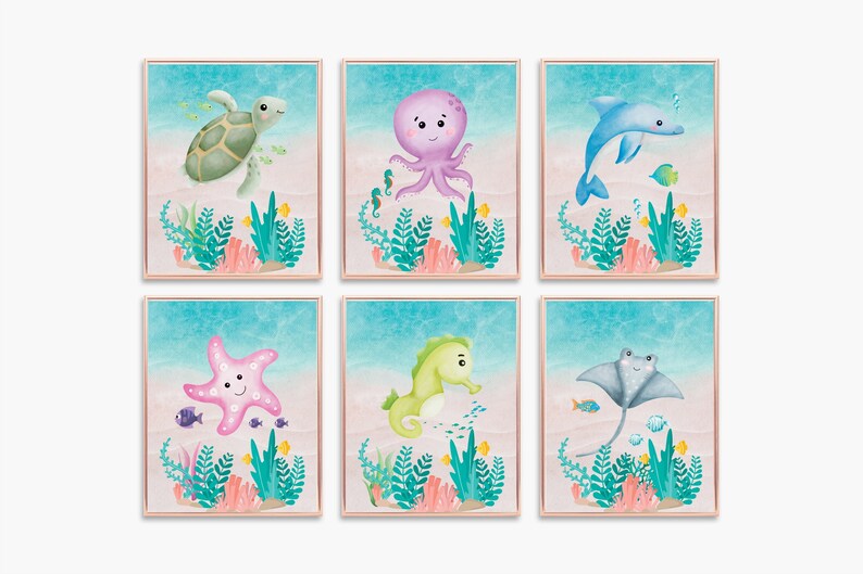 Printable Under the Sea Ocean Theme Nursery Prints Digital Etsy