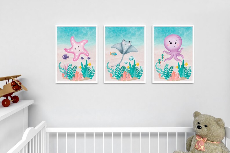 Printable Under the Sea Ocean Theme Nursery Prints Digital Etsy