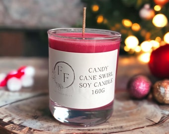 Candy Cane Christmas Scented Candle: Handmade Soy Wax Home Fragrance