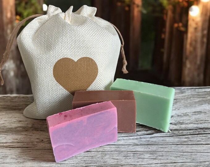 Soap Gift Set: Handmade Goats Milk and Shea Butter Soaps in Hessian Bag, Autumn Scents