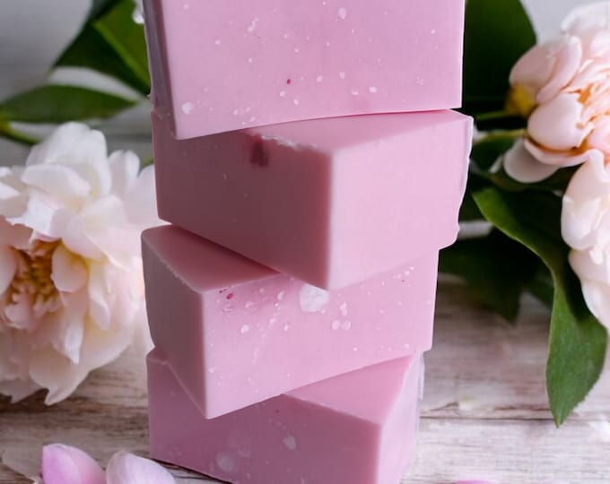 Pink Peony Scented Goats Milk Soap: Handcrafted Shea Butter Artisan Soap