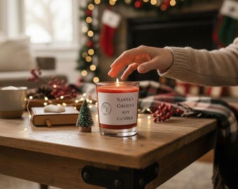 Santa's Grotto Soy Candle with Gold Glitter, Vegan Christmas Home Fragrance