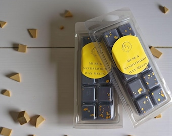 Musk & Sandalwood Wax Melt, Vegan Wax Melt Made with Coconut and Rapeseed Wax
