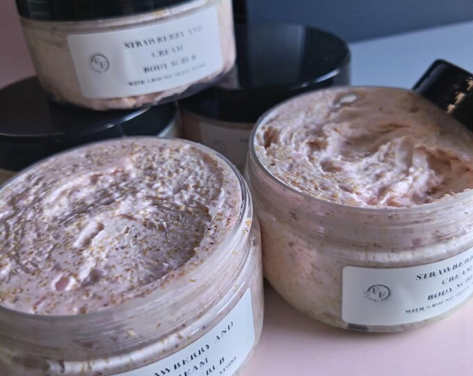 Strawberry and Cream Body Scrub, Gentle Foaming Whipped Scrub