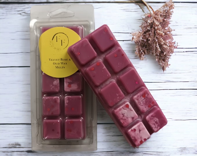 Velvet Rose & Oud Wax Melt Snap Bar: Hand Poured, Vegan
