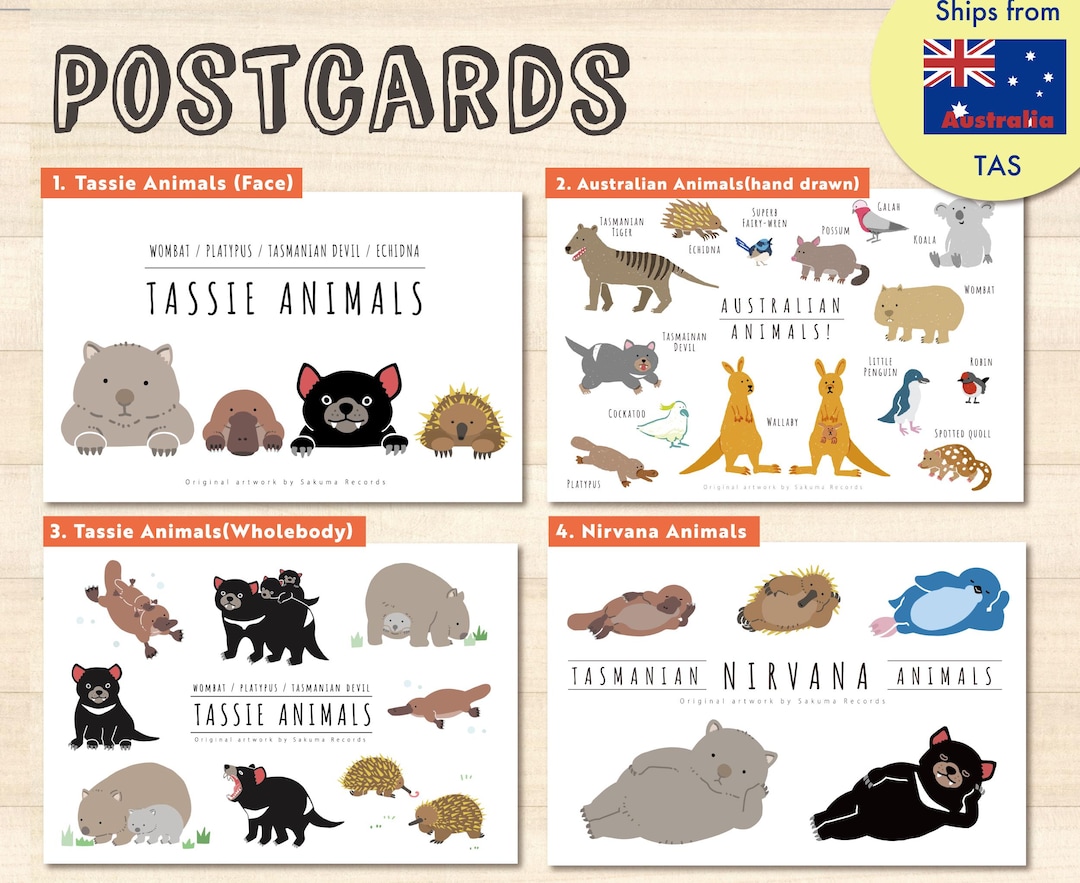 Tasmanian Australian Animals Postcard shipping From AUS Etsy tasmanian-australian-animals-postcard-shipping-from-aus-etsy