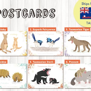 Cartão postal de animais da Tasmânia　(Estilo desenhado à mão)【Envio da AUS】