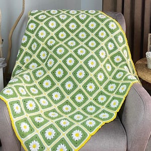 Gehäkelte Oma Quadrat Decke: Handgemachte Gänseblümchen Decke, Baby Decke