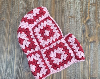 Hand-Knitted Granny Square Balaclava: Unisex Crochet Warm Winter Hat