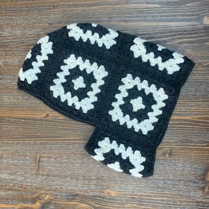 Handmade Crochet Granny Square Balaclava: Wool Knit Ski Mask