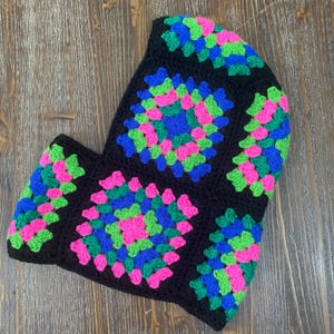 Handmade Crochet Granny Square Balaclava: Wool Knit Ski Mask
