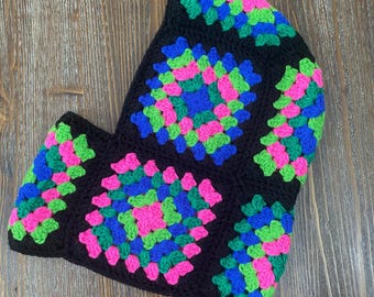 Hand-Knitted Granny Square Balaclava: Unisex Crochet Warm Winter Hat