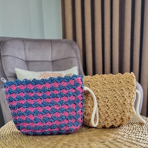 Crochet Raffia Clutch Bag, Raffia Small Handbag, Summer Straw Pouch, Evening Hand-Knit Clutch Pouch, Handmade Wrist Bag, Minimal Straw Bag