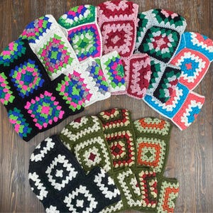 Hand-Knitted Wool Granny Square Balaclava - Winter Ski Mask