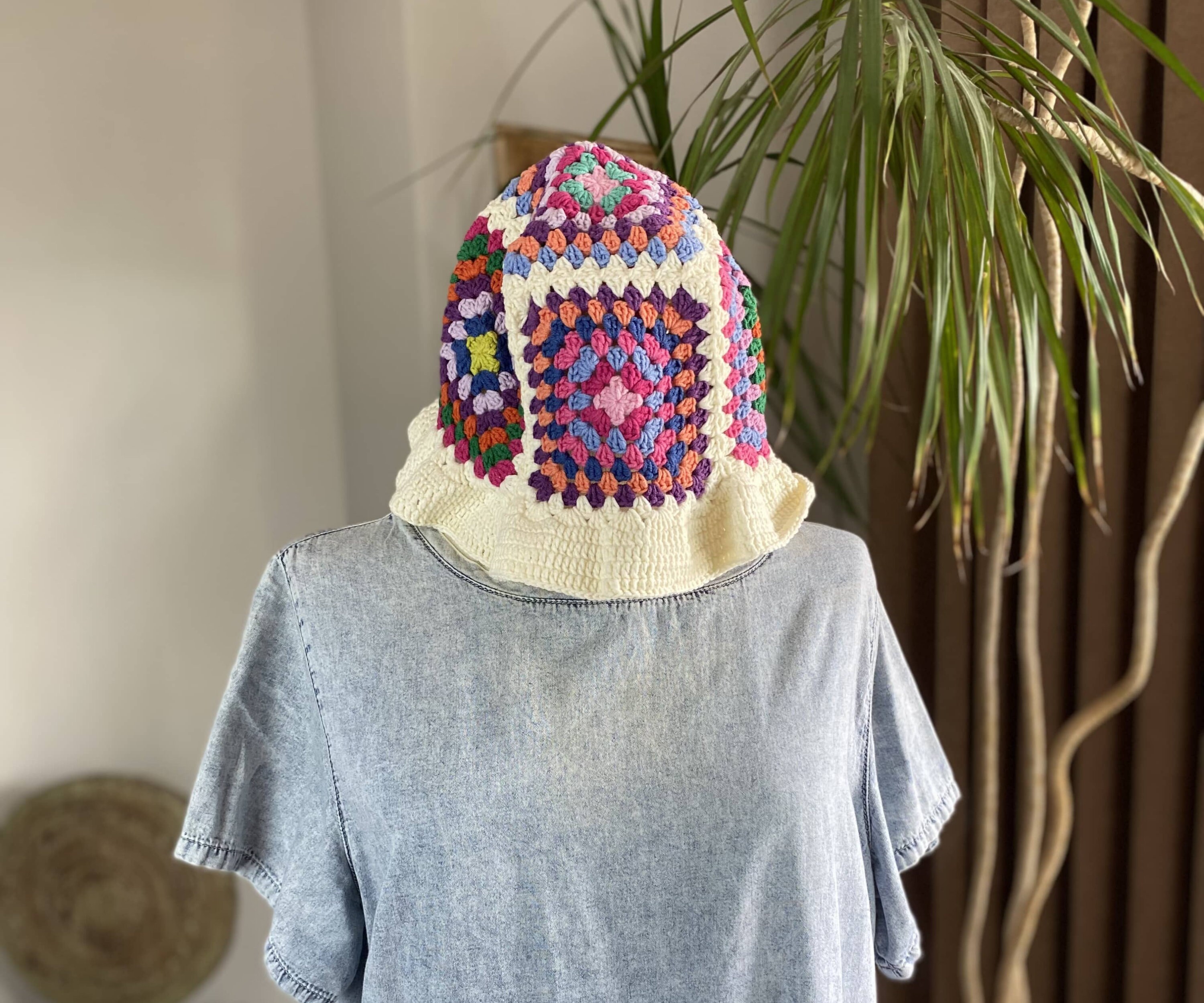 Crochet Bucket Hat Set, Granny Square Hat, Vintage Hat
