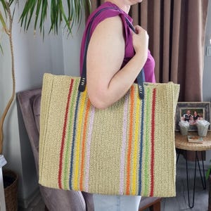 Crochet weekend bag, Colorful Raffia Tote Bag, Shoulder Bag for the Beach, Chic Market bag, Large Crochet Duffle Bag, Mesh shopping bag