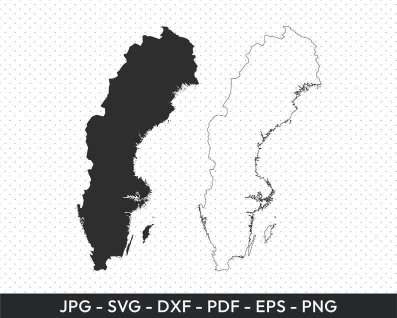 Sweden Map Svg Png Pdf Dxf Eps Sweden Print Sweden Vector File Sweden ...