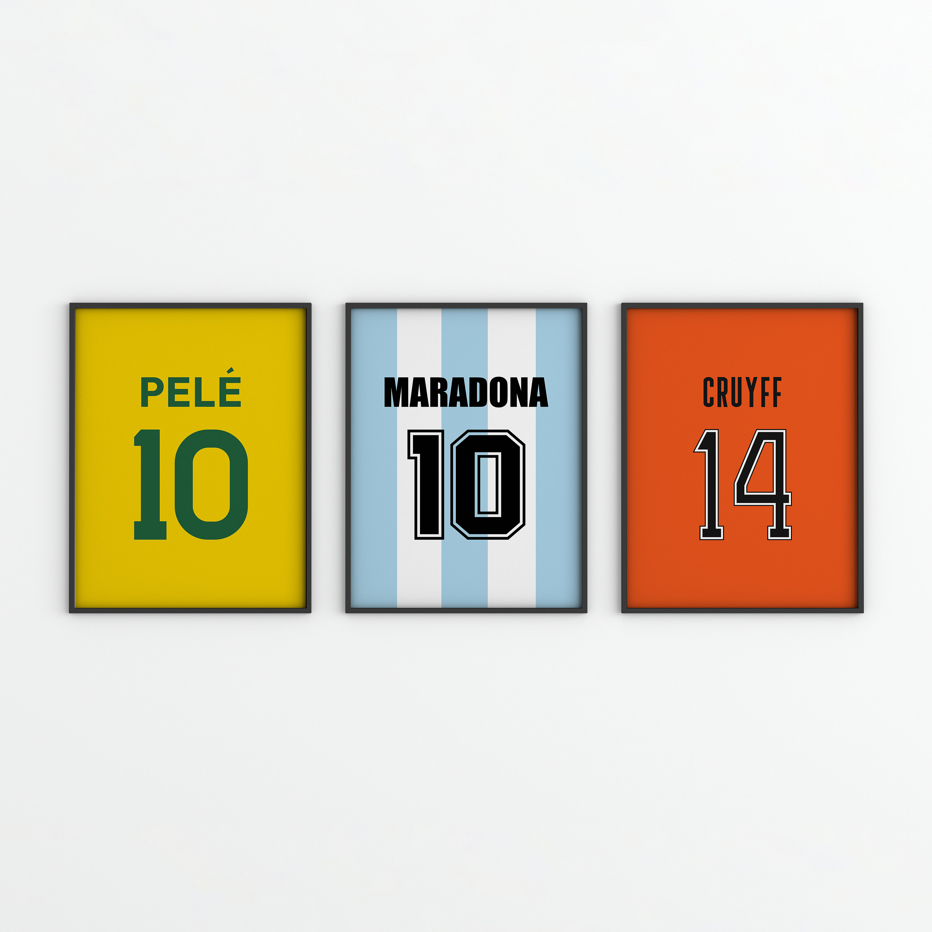 Set of 3 Pele Maradona Cruyff Poster Football Legends Poster 