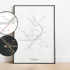Copenhagen Metro Map Poster | Copenhagen Subway | Copenhagen Gift | Copenhagen Poster | Copenhagen Printable