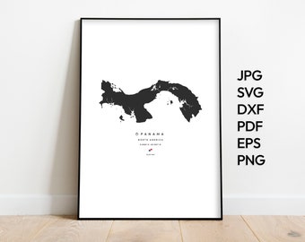 Panama Map Svg Png Pdf Dxf Eps | Panama Print | Panama Vector File | Panama Wall Decor | Country Map | Wall Art | Digital Download