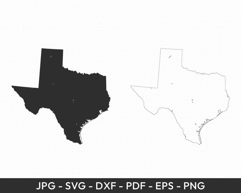 Texas Svg Png Pdf Dxf Eps Texas State Map Print Texas - Etsy