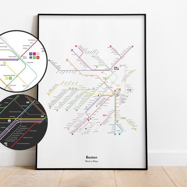 Boston Metro Map Poster | Boston Subway | Boston Gift | Boston Poster | Boston Printable