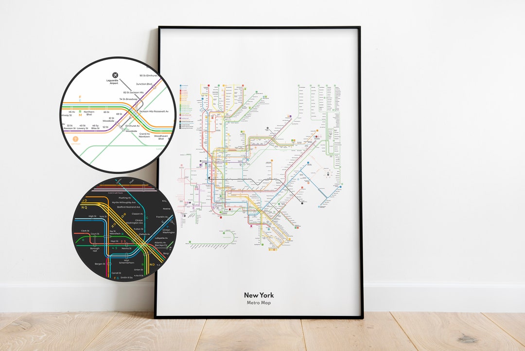 New York Metro Map Poster New York City Subway New York Etsy