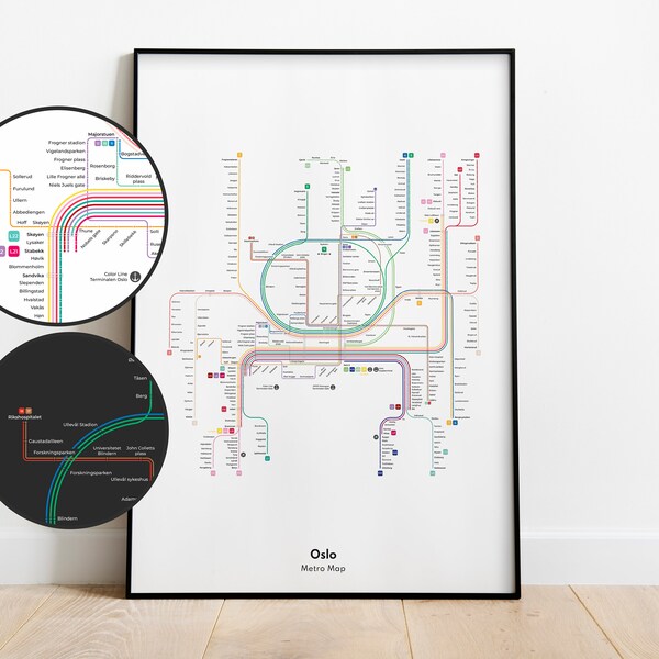 Oslo Metro Map Poster | Oslo City Subway | Oslo Gift | Oslo Poster | Oslo Printable