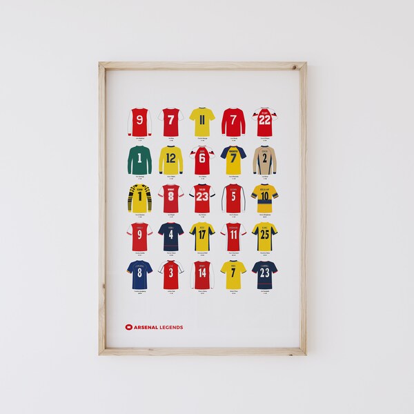 Arsenal Legends Poster | Arsenal Jersey Poster | The Gunners Poster | Emirates Wall Decor | Football Printable Poster