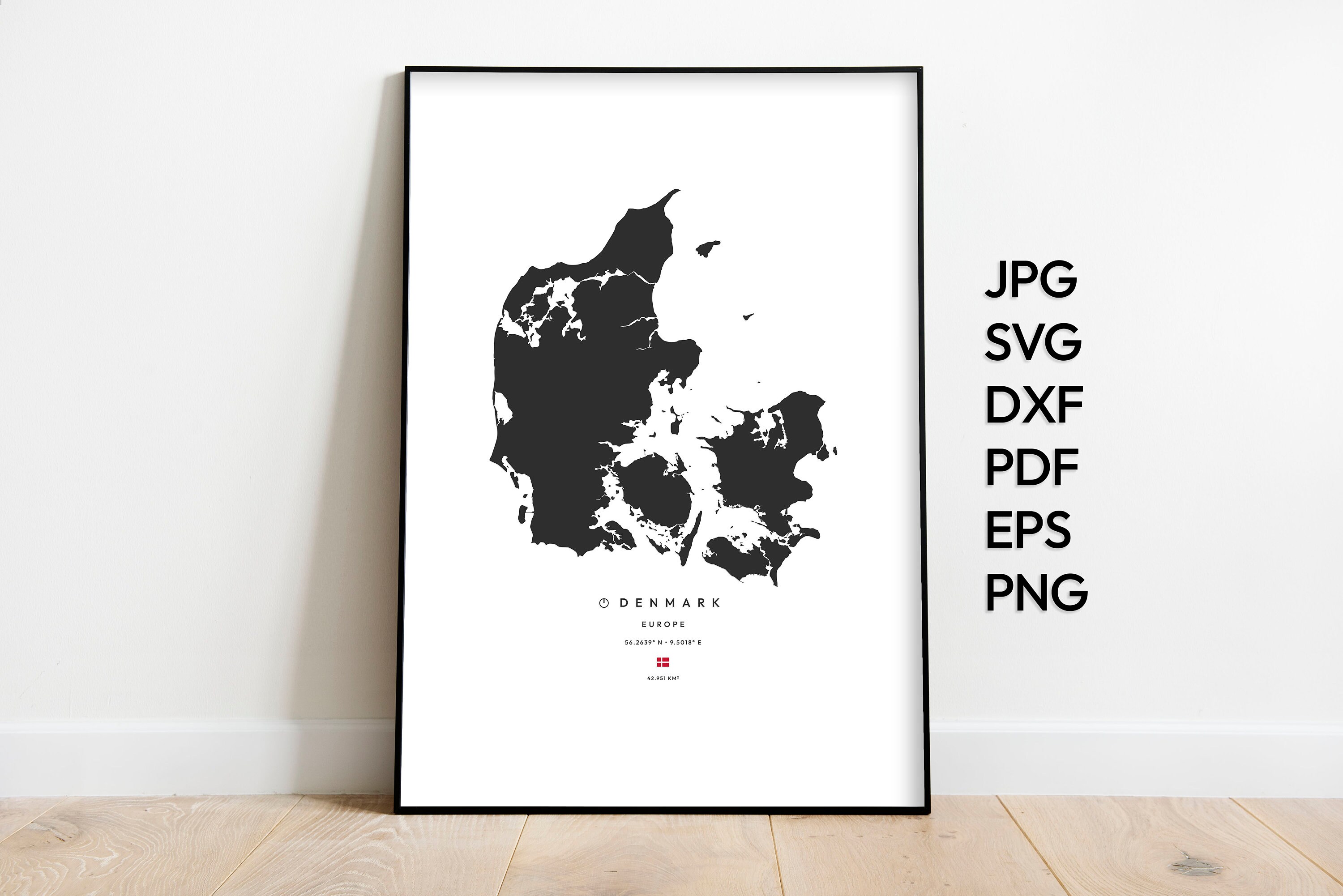 Denmark Map Svg Png Pdf Dxf Eps Denmark Print Denmark Etsy Canada
