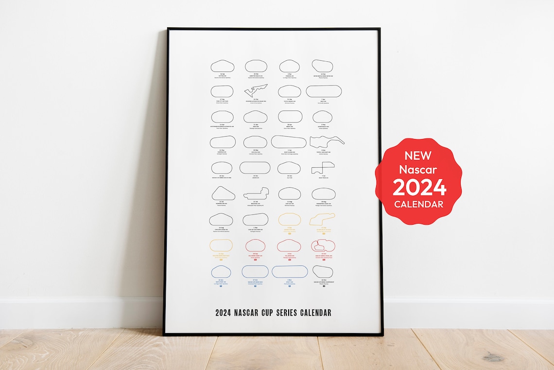 Nascar 2024 Calendar Nascar 2024 Schedule Racing Calendar Racing Poster