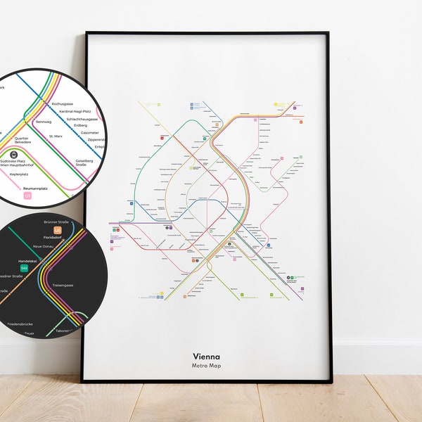 Vienna Metro Map Poster | Vienna Subway | Vienna Gift | Vienna Poster | Vienna Printable