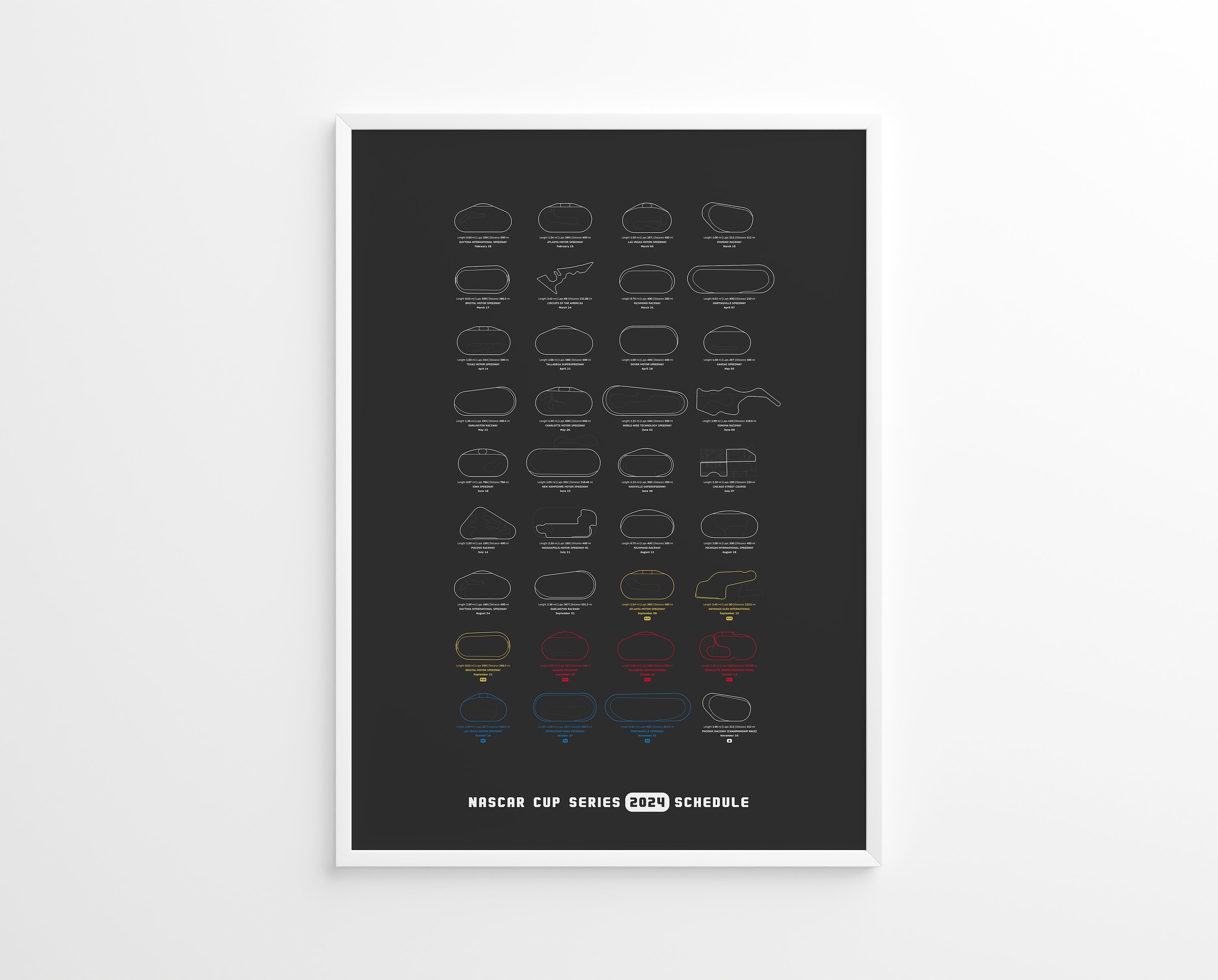 Nascar 2024 Calendar Nascar 2024 Schedule Racing Calendar Racing Poster