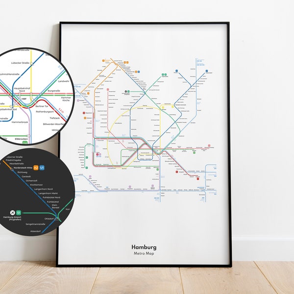 Hamburg Metro Map Poster | Hamburg Subway | Hamburg Gift | Hamburg Poster | Hamburg Printable | Hamburg U-Bahn