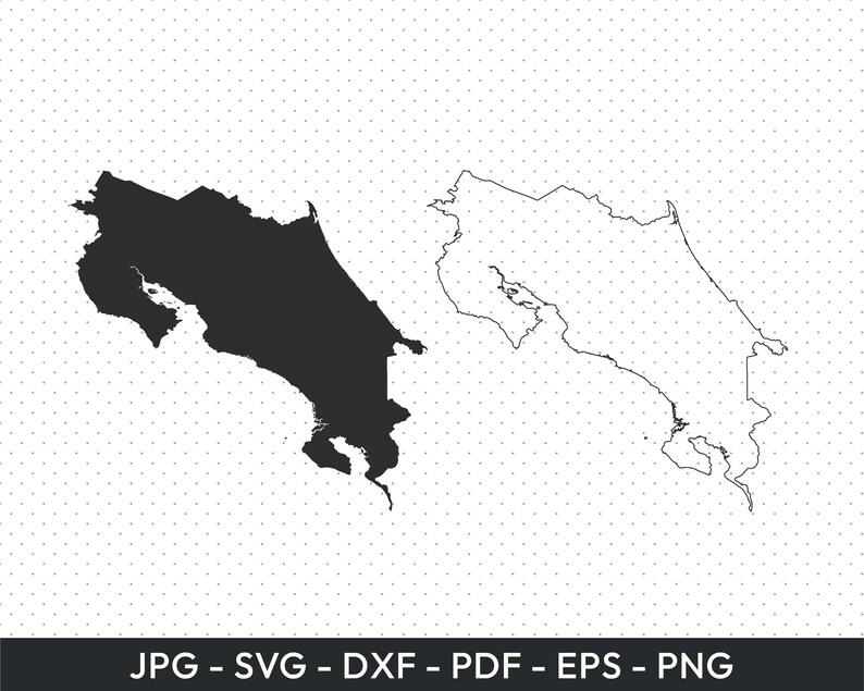Costa Rica Map Svg Png Pdf Dxf Eps Costa Rica Print Costa Rica Vector
